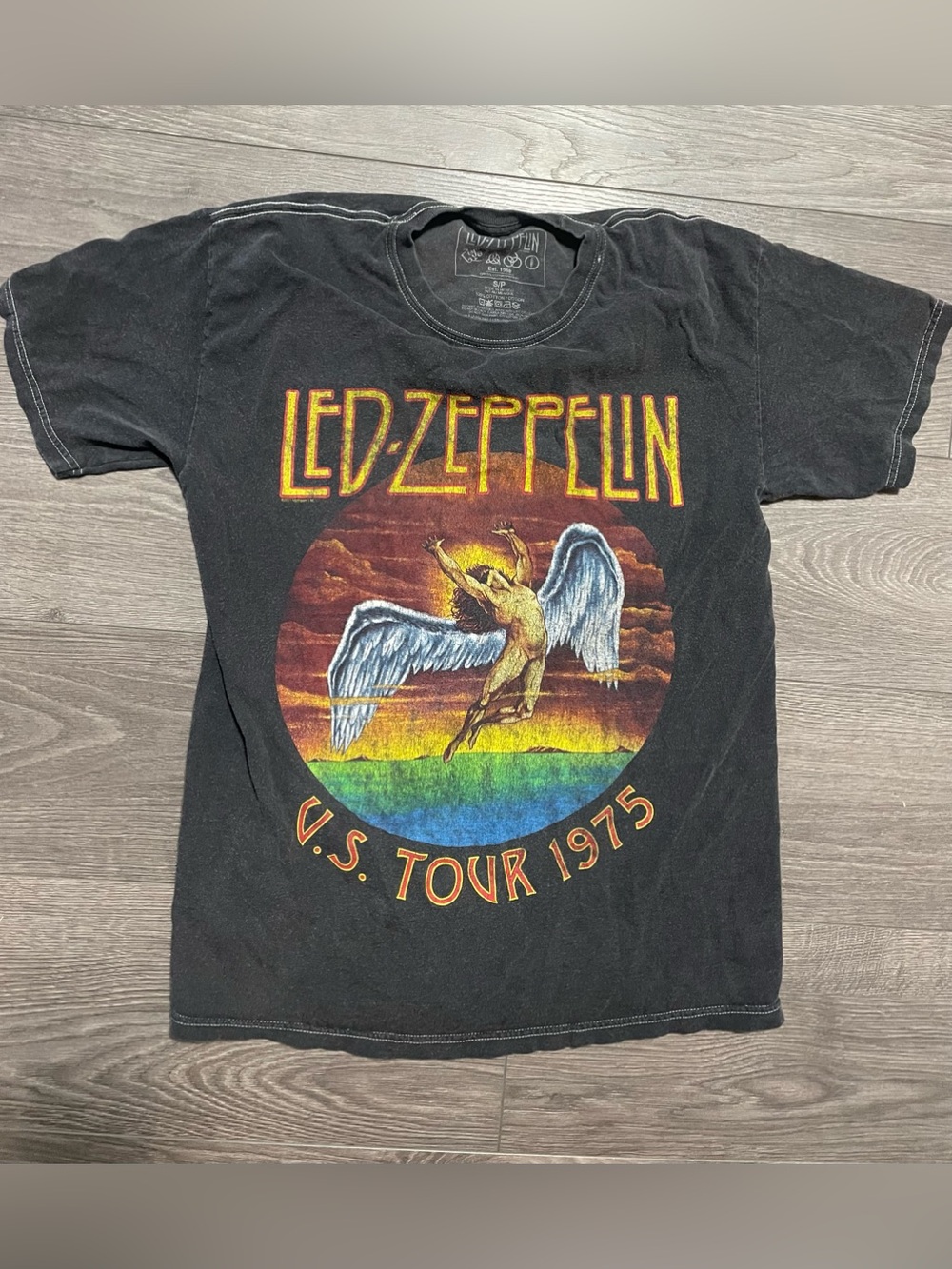 Led Zeppelin Black Graphic Tour T-Shirt Women's Short Sleeve